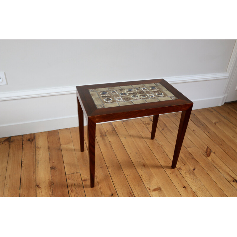 Vintage Scandinavian ceramic and rosewood coffee table by Severin Hansen for Haslev Møbelsnedkeri, 1960