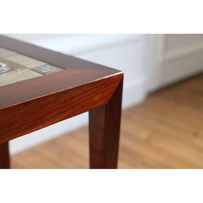 Table basse vintage scandinave en céramique et palissandre par Severin Hansen pour Haslev Møbelsnedkeri, 1960