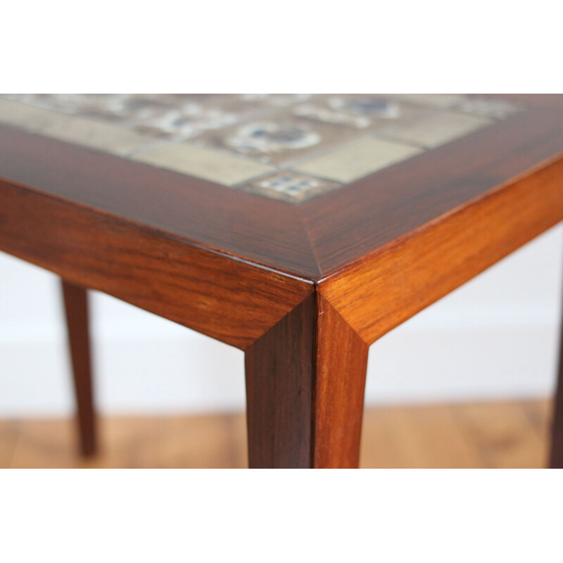 Vintage Scandinavian ceramic and rosewood coffee table by Severin Hansen for Haslev Møbelsnedkeri, 1960