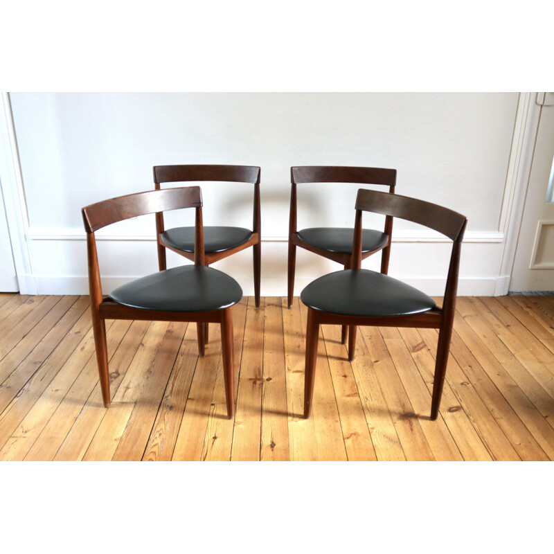 Set of 4 Scandinavian vintage teak chairs by Hans Olsen for Frem Rolje