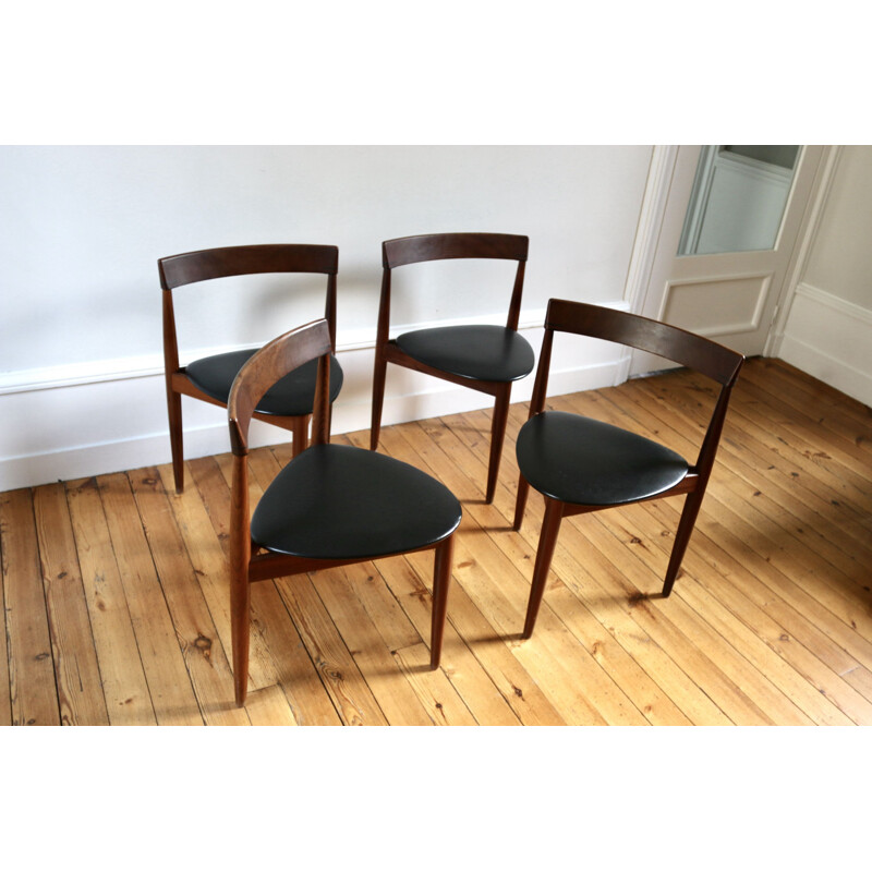 Set of 4 Scandinavian vintage teak chairs by Hans Olsen for Frem Rolje