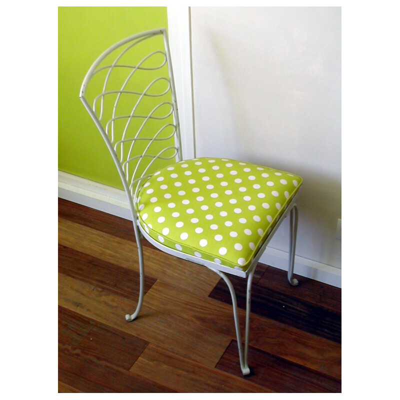 Weiß lackierter Stuhl aus Schmiedeeisen, Jean PASCAUD - 1940