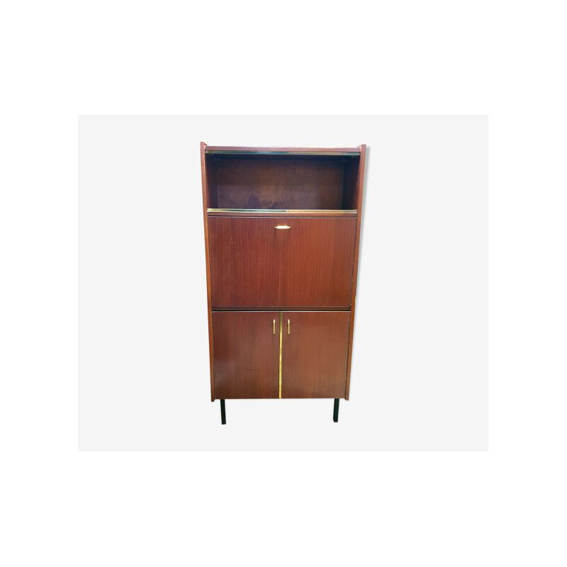 Vintage teak en zwart metalen bureau