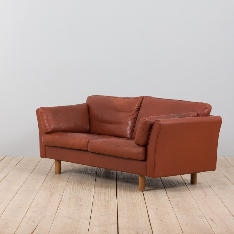 Dänisches Vintage-Sofa aus braunem Anilinleder, 1970-1980