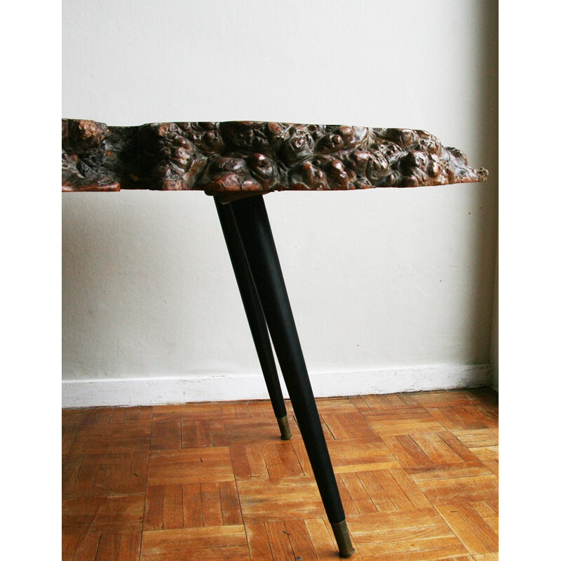 Table basse en orme massif brut - 1960