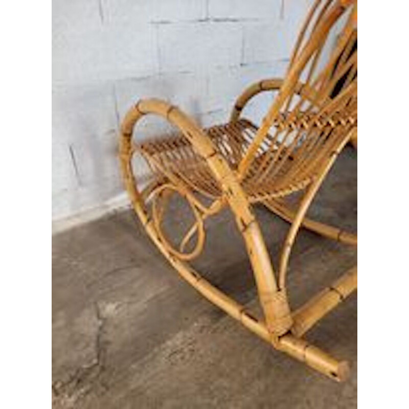 Vintage rattan rocking chair, 1950