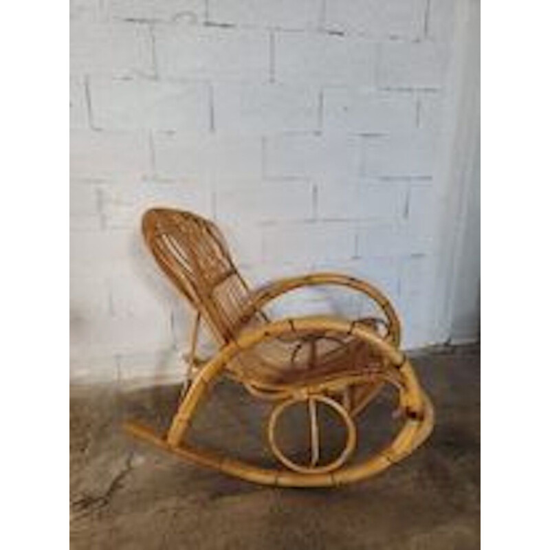 Vintage rattan rocking chair, 1950