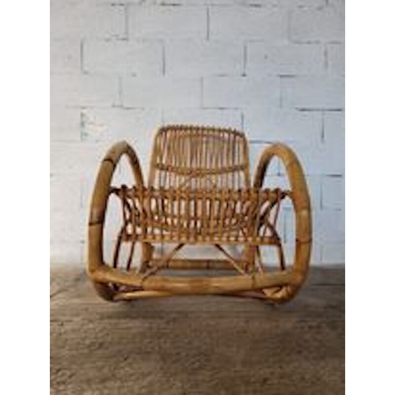 Vintage rattan rocking chair, 1950