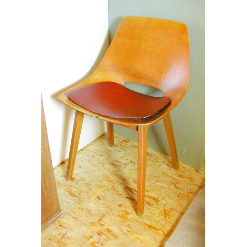 Steiner "Tonneau" chair in wood, Pierre GUARICHE - 1954
