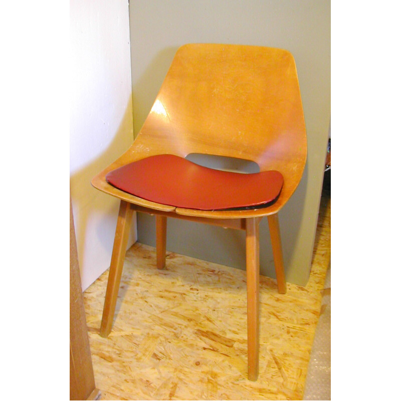 Steiner "Tonneau" chair in wood, Pierre GUARICHE - 1954