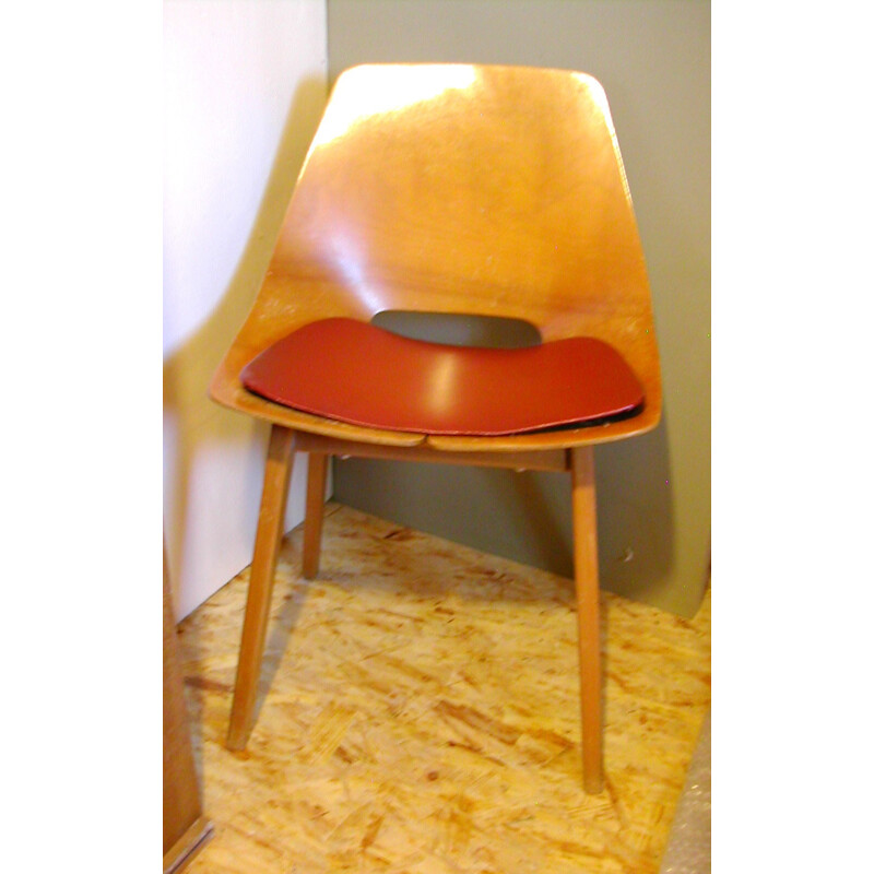 Steiner "Tonneau" chair in wood, Pierre GUARICHE - 1954