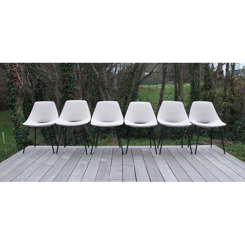 Set of 6 vintage Amsterdam chairs by Pierre Guariche for Steiner