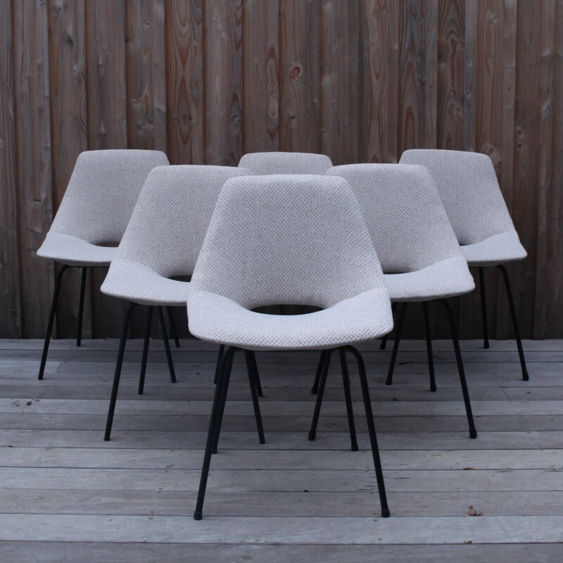 Set of 6 vintage Amsterdam chairs by Pierre Guariche for Steiner