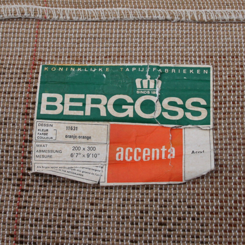 Tapis vintage Bergoss orange, 1970