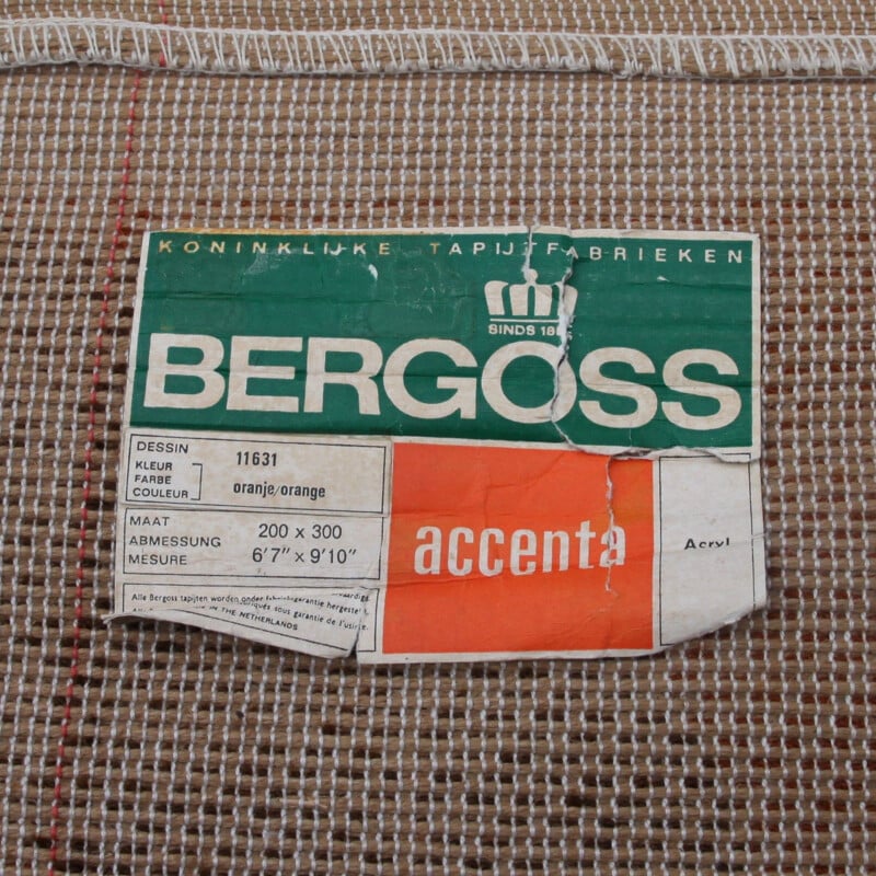 Tappeto vintage Bergoss arancione, 1970