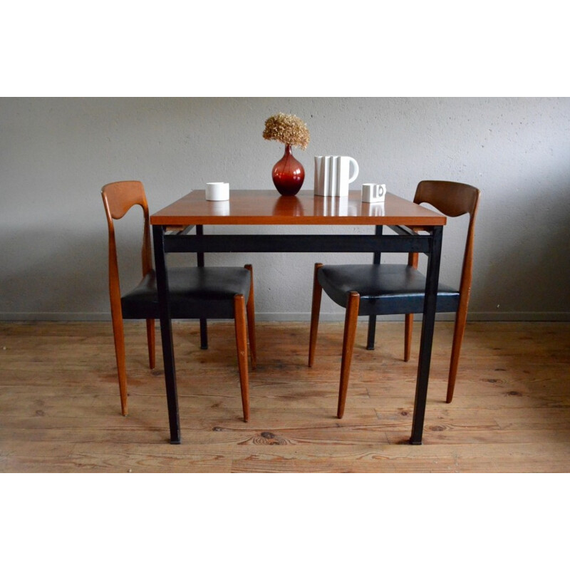 Vintage square dining table, Marcel GASCOIN - 1950s