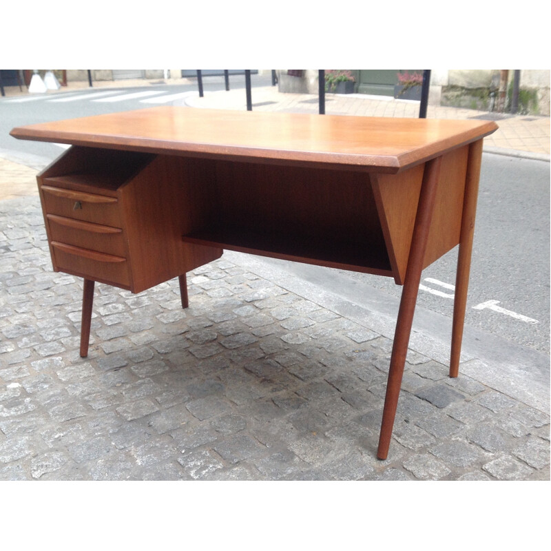 Bureau danois double face en teck, Gunnar Nielsen TIBERGAARD - 1960