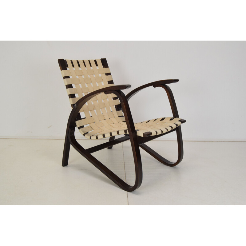 Mid-century Art deco beechwood armchair by Jan Vaněk, Czechoslovakia 1930s