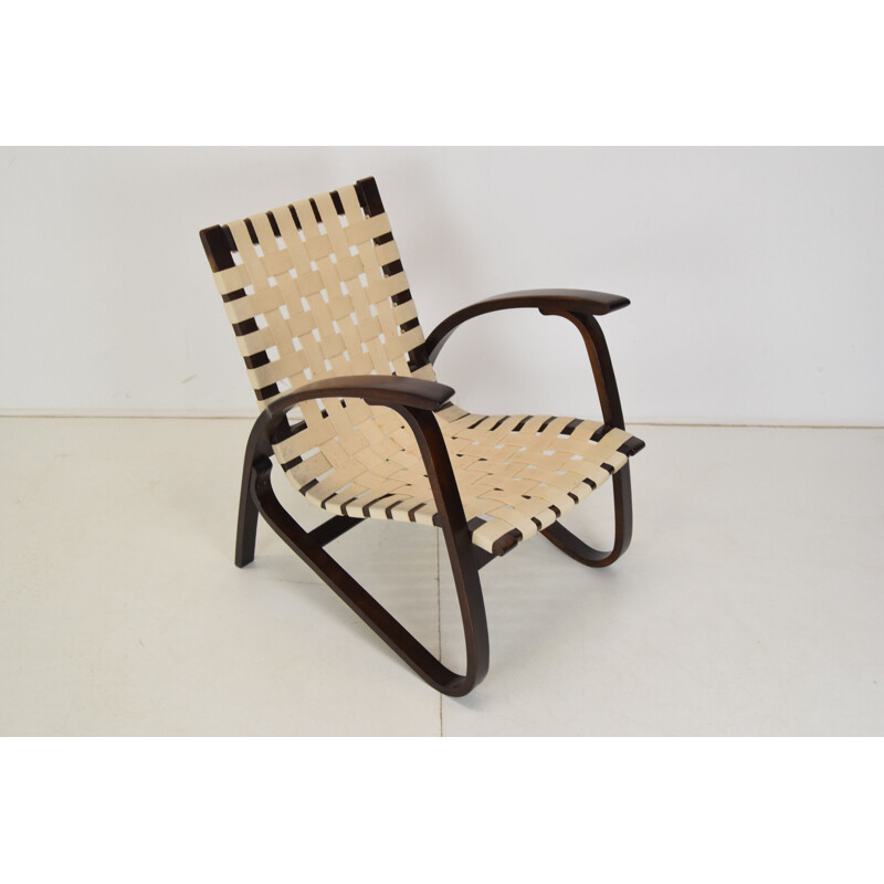 Fauteuil vintage Art déco en bois de hêtre par Jan Vaněk, Tchécoslovaquie 1930