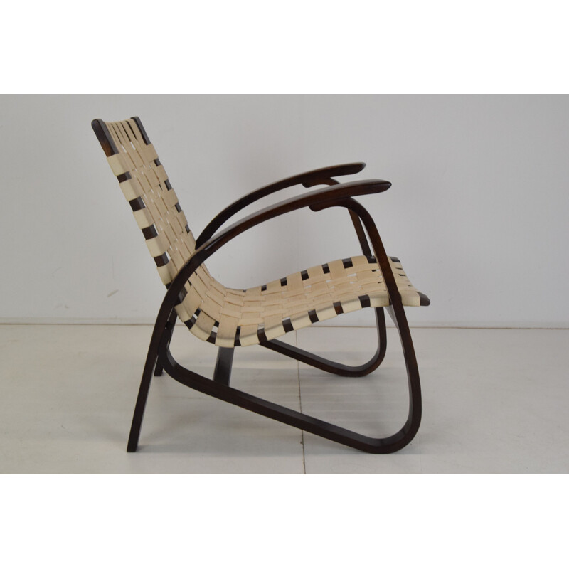Mid-century Art deco beechwood armchair by Jan Vaněk, Czechoslovakia 1930s