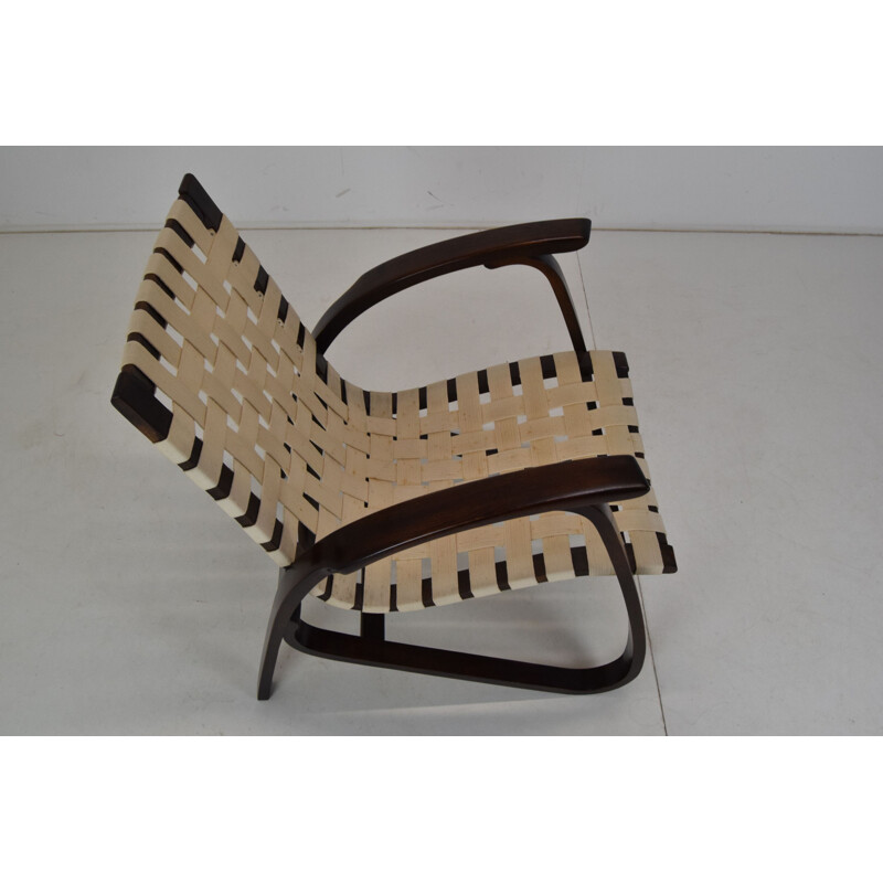 Mid-century Art deco beechwood armchair by Jan Vaněk, Czechoslovakia 1930s