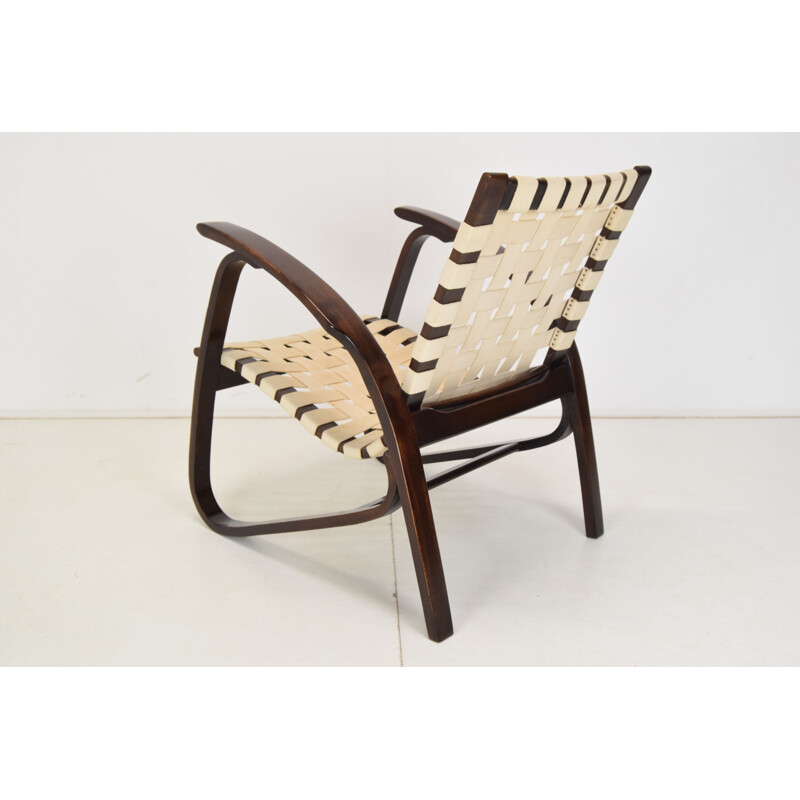 Mid-century Art deco beechwood armchair by Jan Vaněk, Czechoslovakia 1930s