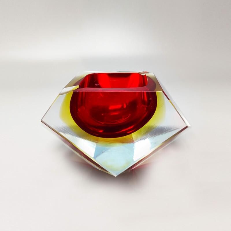 Mid-century red ashtray by Flavio Poli for Seguso, Italy 1960s