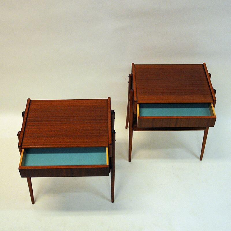 Pair of vintage mahogany night tables by Calström & Co, Sweden 1960s