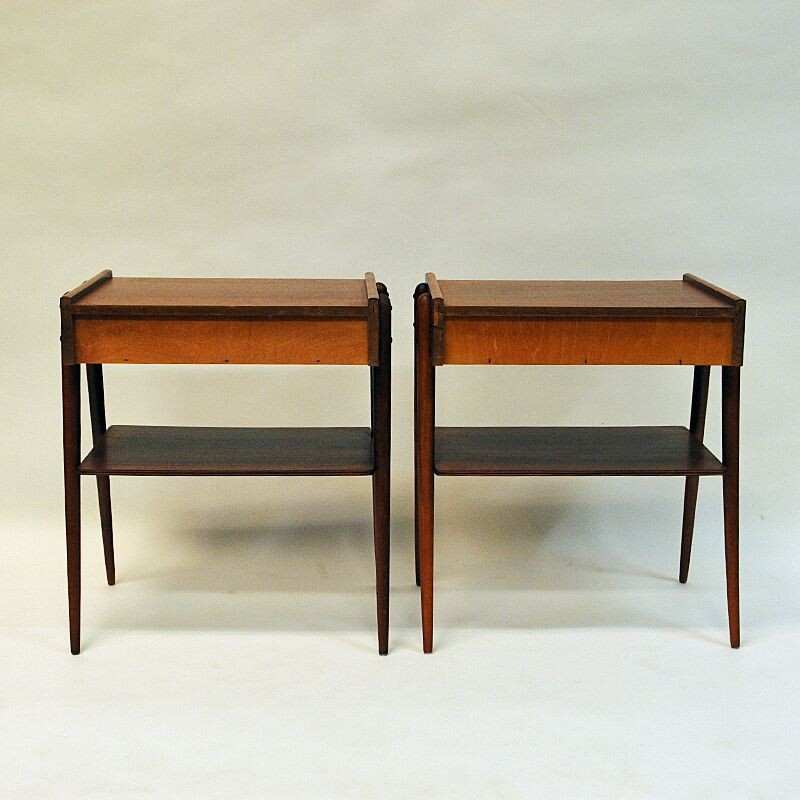 Pair of vintage mahogany night tables by Calström & Co, Sweden 1960s