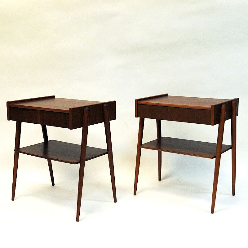 Pair of vintage mahogany night tables by Calström & Co, Sweden 1960s