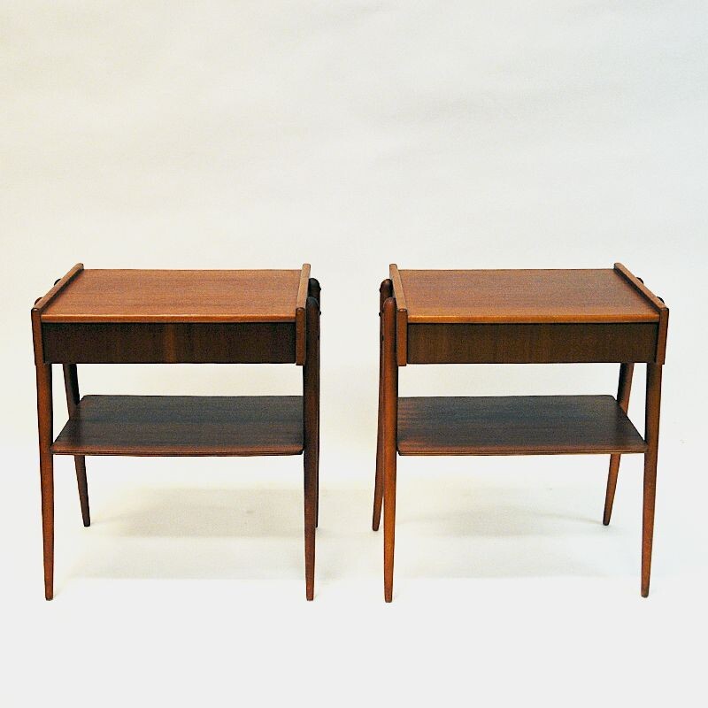 Pair of vintage mahogany night tables by Calström & Co, Sweden 1960s