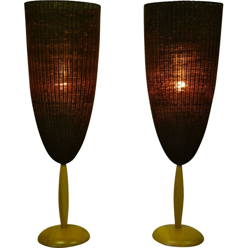 Pair of vintage rattan floor lamps by Pierantonio Botancino, Italy 1990s