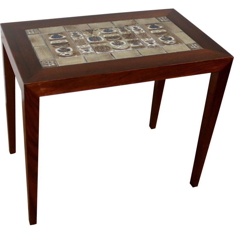 Vintage Scandinavian ceramic and rosewood coffee table by Severin Hansen for Haslev Møbelsnedkeri, 1960