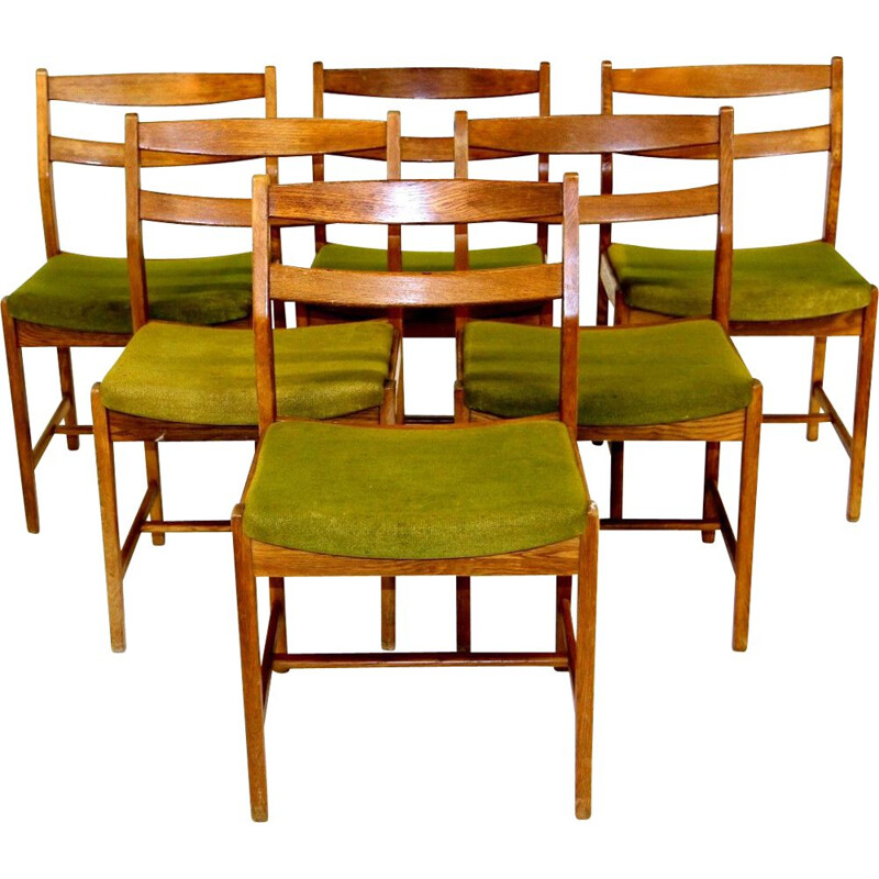 Set van 6 vintage eiken stoelen van Erik Wörtz, 1960