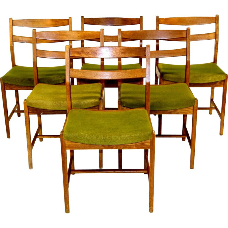 Set of 6 vintage oakwood chairs by Erik Wörtz, 1960