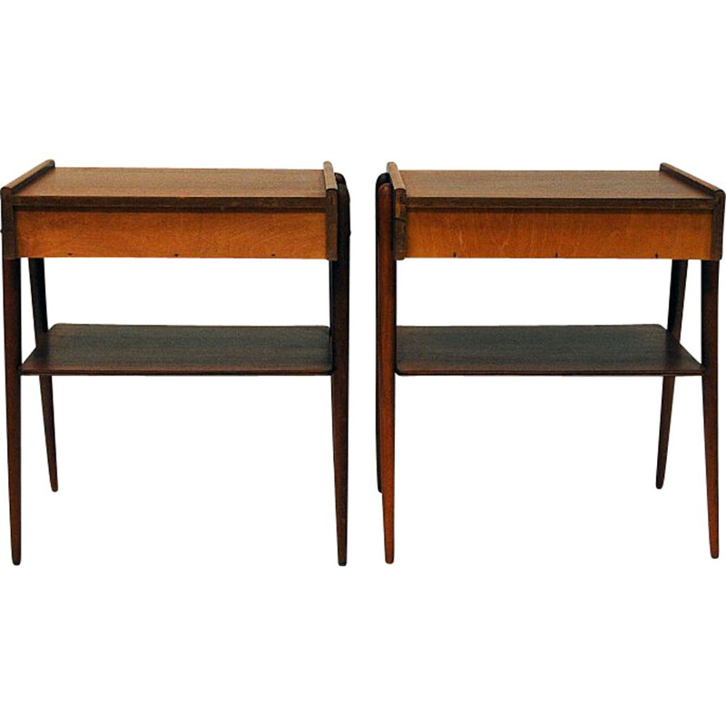 Pair of vintage mahogany night tables by Calström & Co, Sweden 1960s