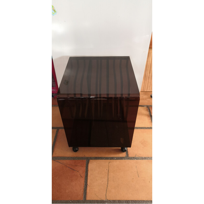 Vintage night stand in smoked brown Plexiglas, 1970