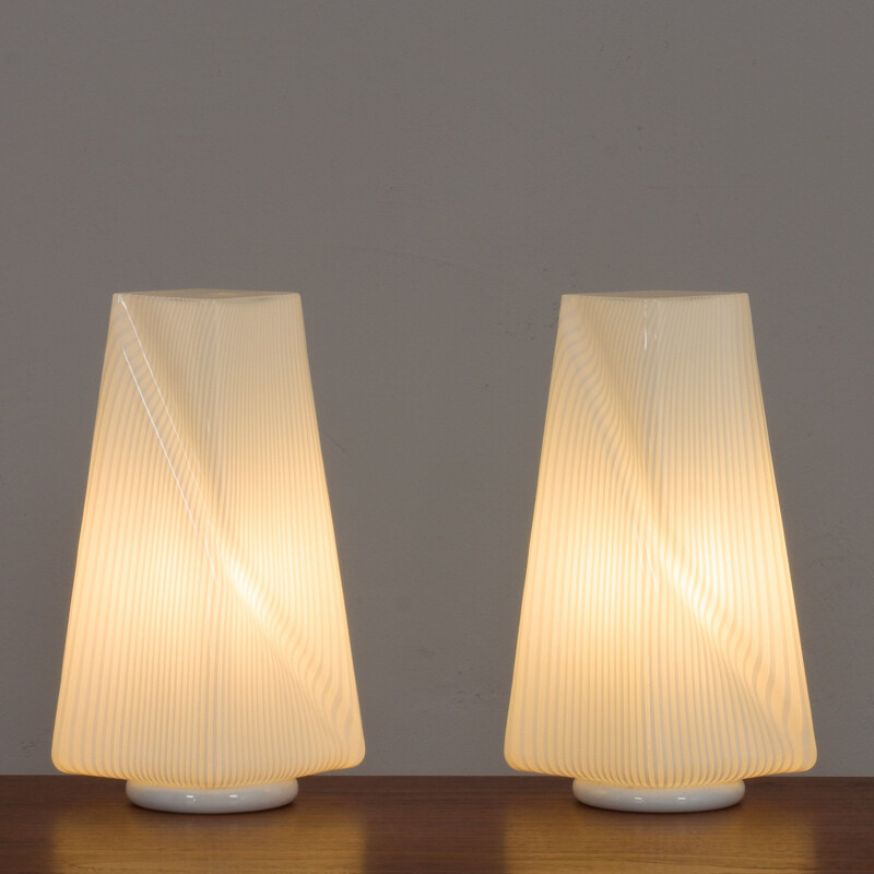 Pair of vintage murano glass table lamps, Italy 1970