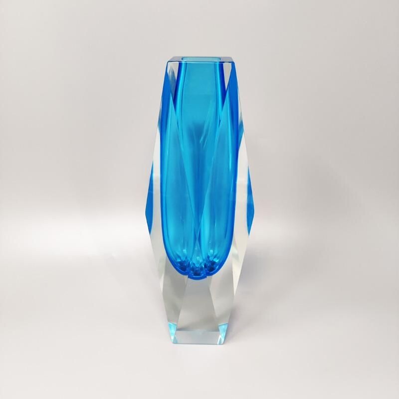 Vintage blue vase by Flavio Poli for Seguso, Italy 1960s