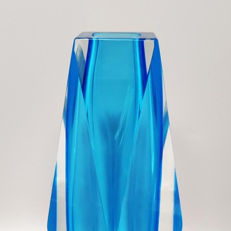 Blaue Vintage-Vase von Flavio Poli für Seguso, Italien 1960