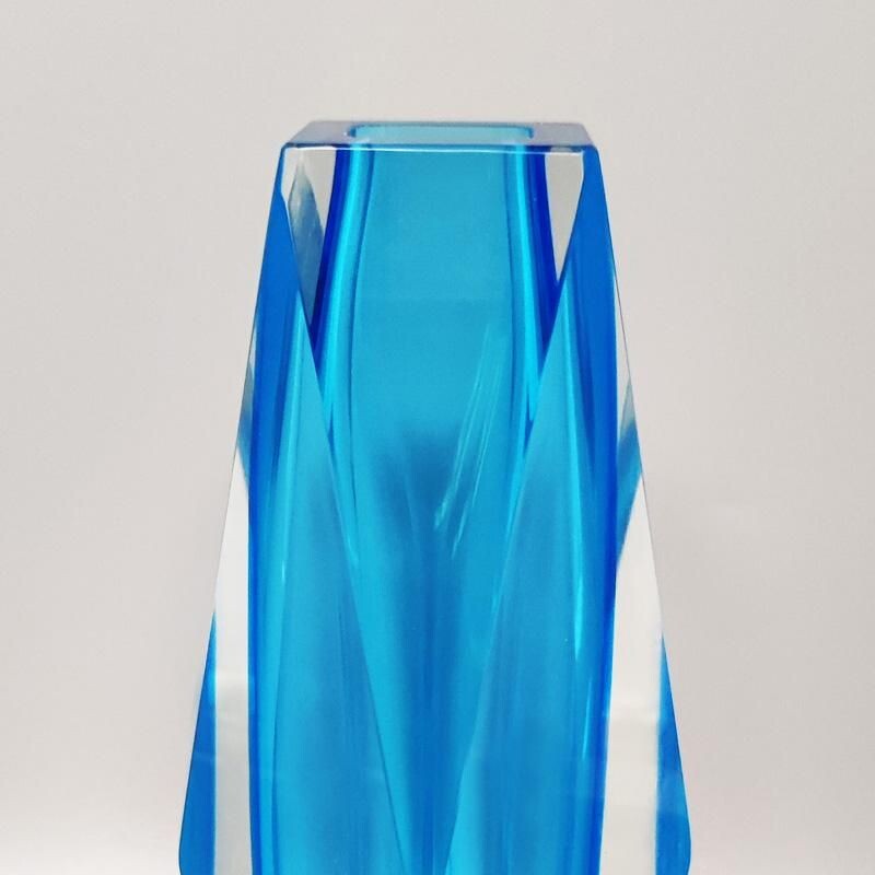 Vase bleu vintage de Flavio Poli pour Seguso, Italie 1960