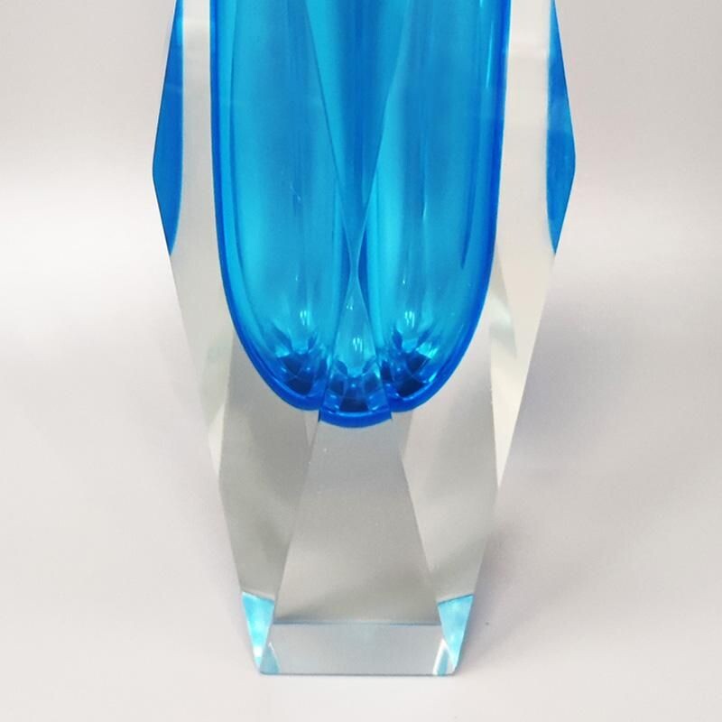 Vaso azul vintage de Flavio Poli para Seguso, Itália 1960