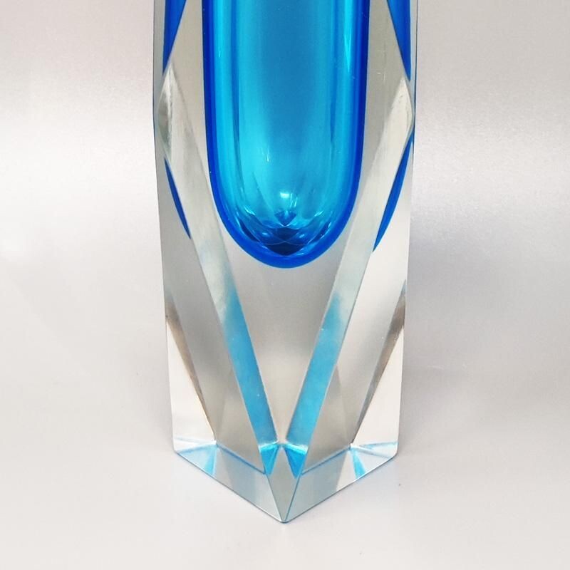 Vintage blue vase by Flavio Poli for Seguso, Italy 1960s