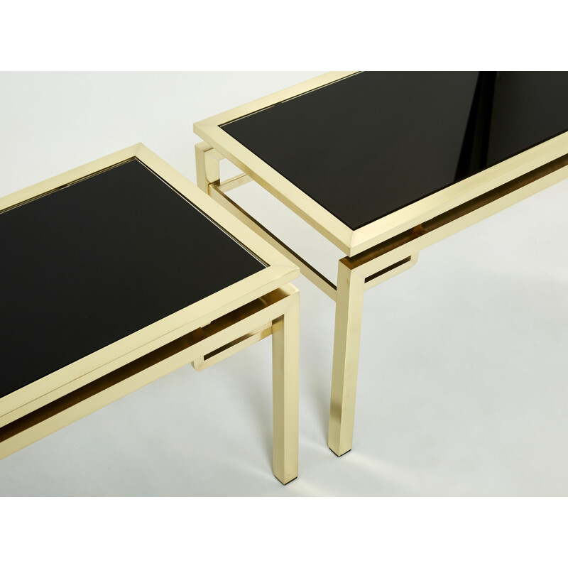 Pair of vintage brass side tables by Guy Lefevre for Maison Jansen, 1970