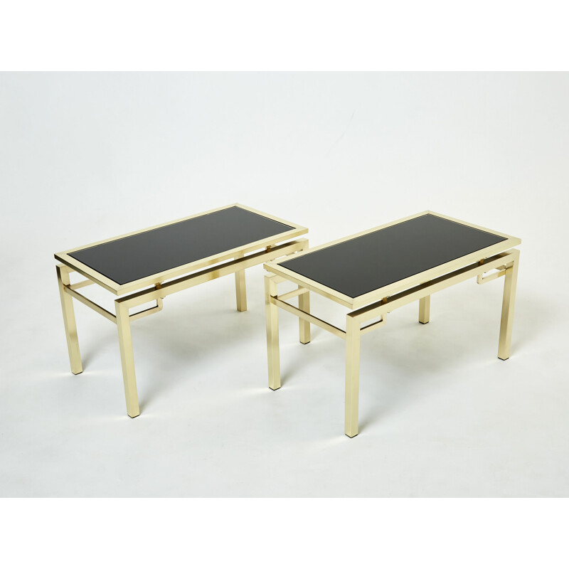 Pair of vintage brass side tables by Guy Lefevre for Maison Jansen, 1970