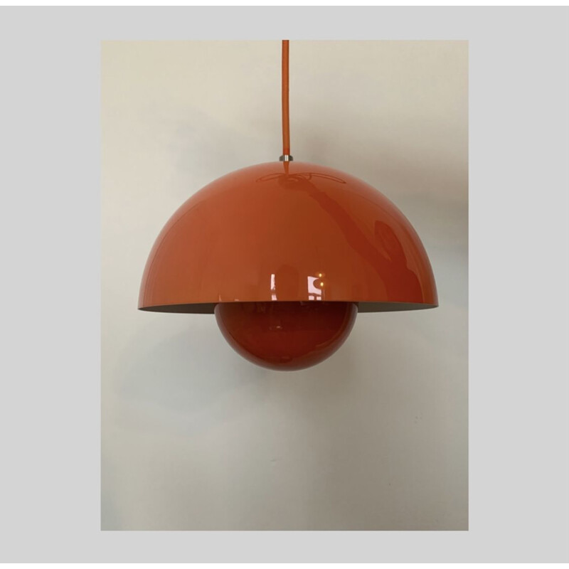 Suspension vintage Flowerpot Vpa orange par Verner Panton, 1960-1970