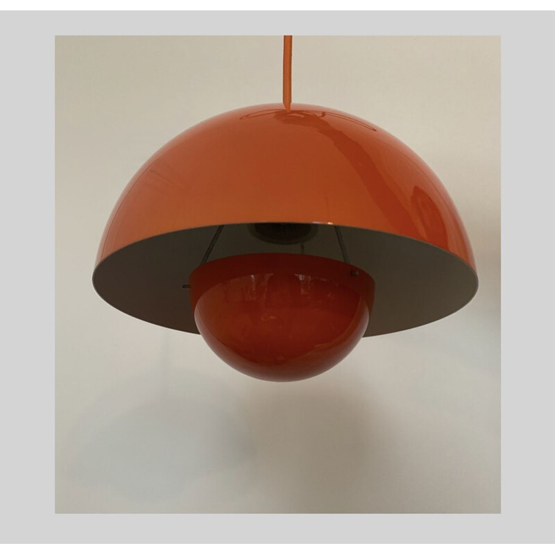 Suspension vintage Flowerpot Vpa orange par Verner Panton, 1960-1970