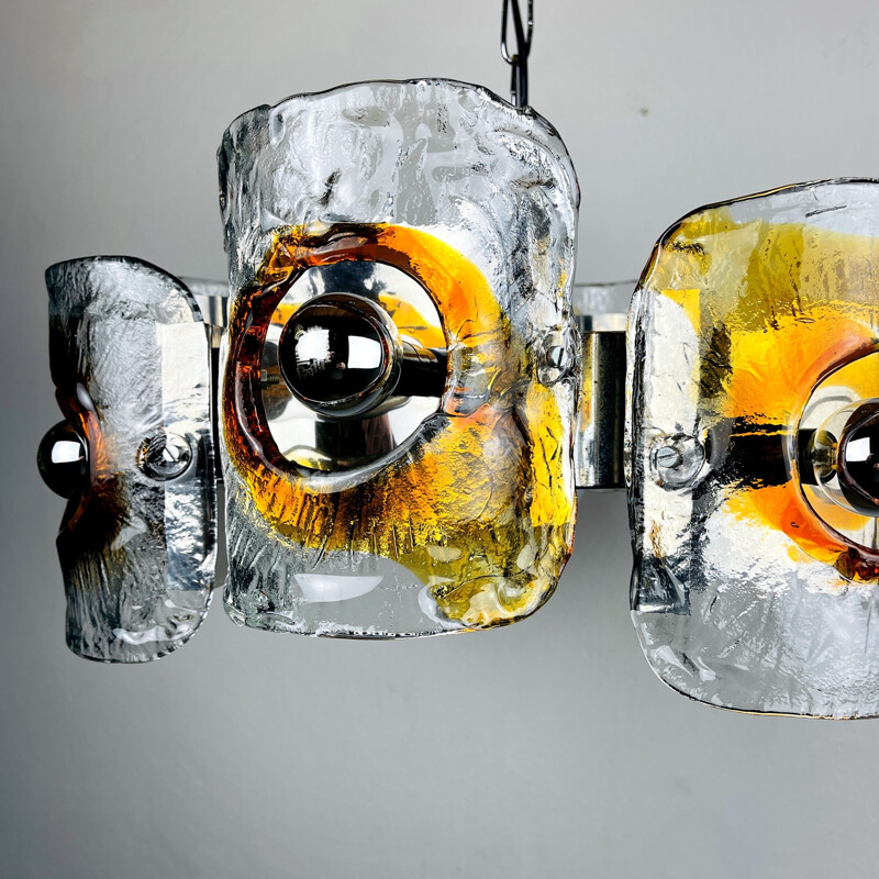 Vintage Murano amber chandelier by Toni Zuccheri for Mazzega, Italy 1970