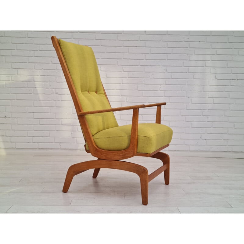 Vintage Deense eiken en wollen fauteuil, 1970
