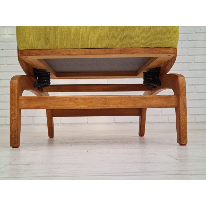Danish vintage armchair in oak wood and wool, 1970s